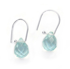 Teardrop Crystals on Modern Hook Earrings, Aqua
