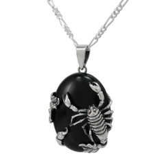 Sterling Silver Scorpion Onyx Pendant Necklace