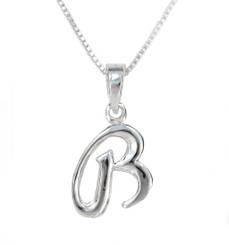 Sterling Silver Initial Charm Necklace, Letter B