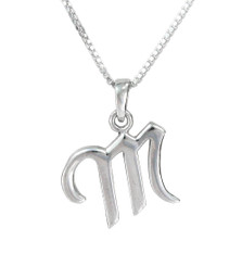 Sterling Silver Initial Charm Necklace, Letter M