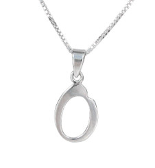 Sterling Silver Initial Charm Necklace, Letter O