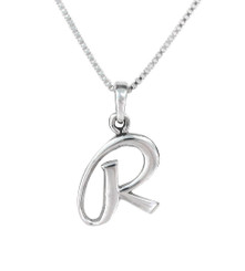 Sterling Silver Initial Charm Necklace, Letter R