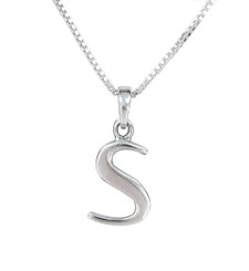 Sterling Silver Initial Charm Necklace, Letter S