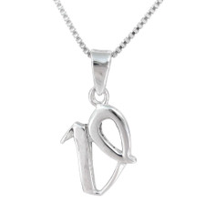 Sterling Silver Initial Charm Necklace, Letter V