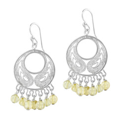 Bohemian Sterling Silver and Stone Earrings, Citrine
