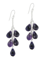 Sterling Silver "Westeria" Cascading Drop Earrings, Amethyst