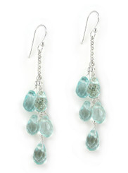 Sterling Silver "Westeria" Cascading Drop Earrings, Aqua