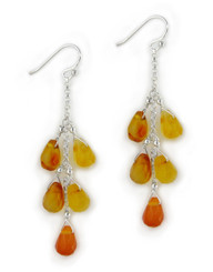 Sterling Silver "Westeria" Cascading Drop Earrings, Carnelian