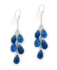 Sterling Silver "Westeria" Cascading Drop Earrings, Midnight