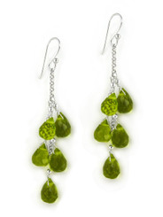 Sterling Silver "Westeria" Cascading Drop Earrings, Olive