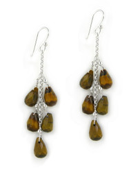 Sterling Silver "Westeria" Cascading Drop Earrings, Tiger's Eye