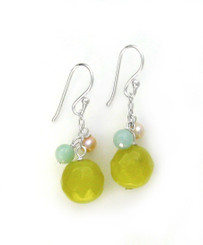 Sterling Silver "Candy" Drop Earrings, Green Apple