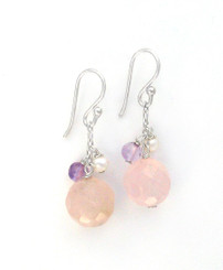 Sterling Silver "Candy" Drop Earrings, Pink