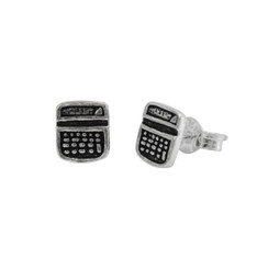 Sterling Silver Calculator Stud Post Earrings