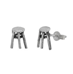 Sterling Silver Artist Stool Stud Post Earrings