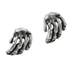 Sterling Silver Spooky Skeleton Hands Stud Post Earrings