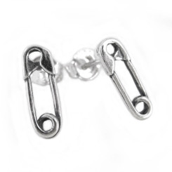 Sterling Silver Safety Pin Stud Post Earrings, 12mm