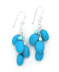 Sterling Silver Gemstones Cluster on Chain Drop Earrings, Turquoise