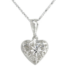 Sterling Silver Double-sided Flower and Heart Necklace