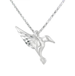 Sterling Silver Matte Finish Hummingbird Necklace