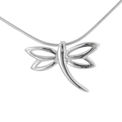 Sterling Silver Dragonfly Slider Charm Pendant Necklace
