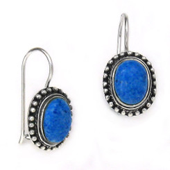 Sterling Silver "Amelie" Stone Earrings, Denim Lapis