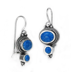 Sterling Silver "Agnes" Stone Earrings, Denim Lapis