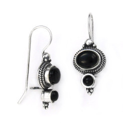 Sterling Silver "Agnes" Stone Earrings, Onyx
