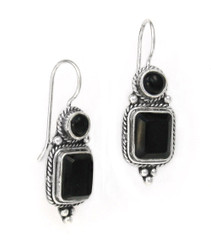 Sterling Silver "Aimee" Stone Earrings, Onyx