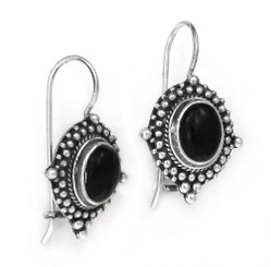 Sterling Silver La Boheme Stone Earrings, Onyx