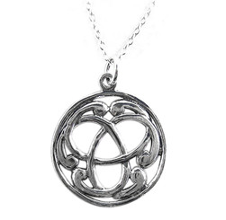 Sterling Silver Round Celtic Design Necklace, 16"