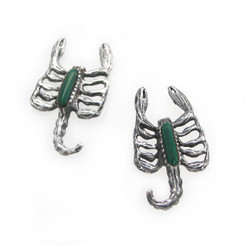 Sterling Silver Scorpion Stone Inlay Stud Post Earrings, Malachite