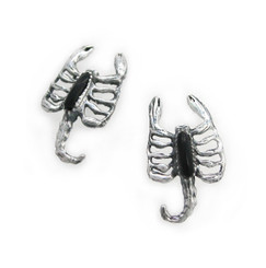 Sterling Silver Scorpion Stone Inlay Stud Post Earrings, Onyx