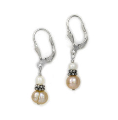 Sterling Silver Cultured Freshwater Pearls Drop "Chantal" Leverback Earrings