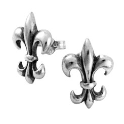 Sterling Silver Fleur de Lis Post Earrings