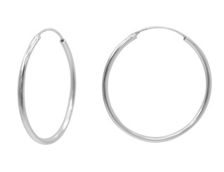 Sterling Silver Endless Round Tube 2mm Thick Hoop Earrings, 40mm
