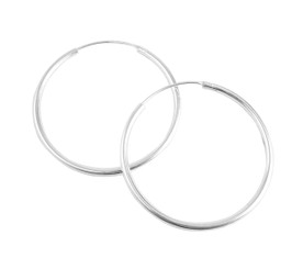 Sterling Silver Endless Round Tube 2mm Thick Hoop Earrings, 50mm