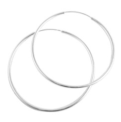 Sterling Silver Endless Round Tube 2mm Thick Hoop Earrings, 65mm
