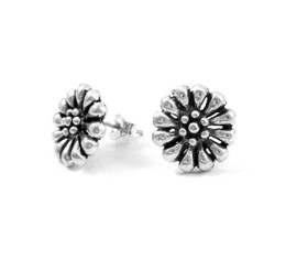 Sterling Silver Daisy Flower Post Earrings