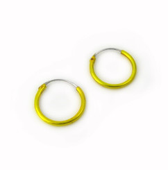 Sterling Silver Color Coated 14mm Hoop Earrings, Yellow