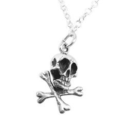 Sterling Silver "Jolly Roger" Skull & Crossbones Necklace