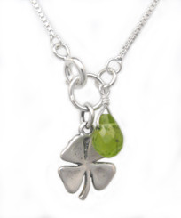 Sterling Silver Four Leaf Clover and Peridot "Irish Luck" Necklace