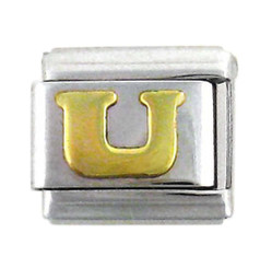 Italian Link Initial Charm, Letter U