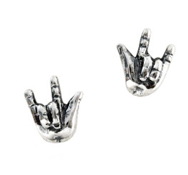 Sterling Silver Rock 'n' Roll Post Stud Earrings
