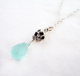 Sterling Silver "Jolly Jane" Skull & Crystal Necklace, Peru