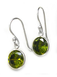 Sterling Silver Round Crystal Drop Earrings, Olivine
