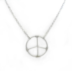 Sterling Silver Handwrapped Peace Sign Adjustable Necklace, 16-18"