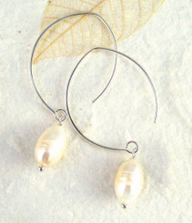 Sterling Silver Modern White Cultured Pearl Earrings
