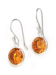 Sterling Silver Round Crystal Drop Earrings, Champagne