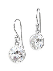 Sterling Silver Round Cubic Zirconia Drop Earrings, Clear